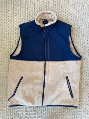 J.Crew Men’s Sherpa Mixed Media Vest | Color: Barley/Blue | Size XL